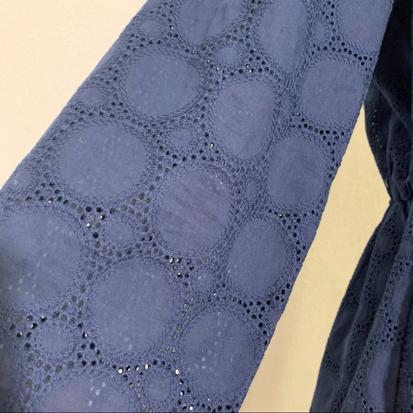 J Crew Long Sleeve Navy Eyelette Party Dress H8471 - Picture 4 of 11